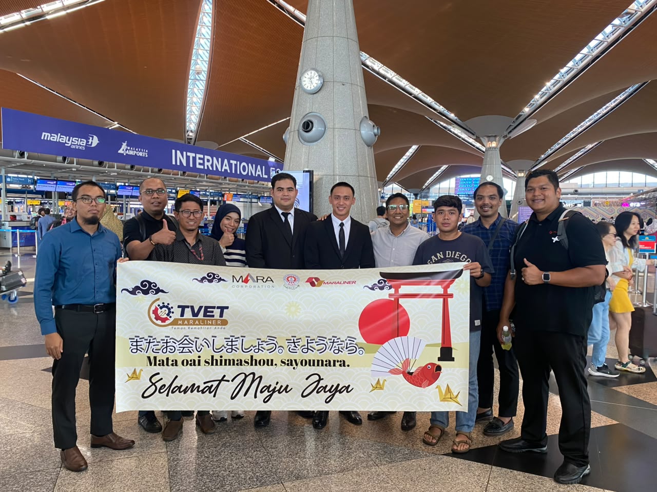 TVET MARALINER trainee and team at the airport before Japan industrial training
